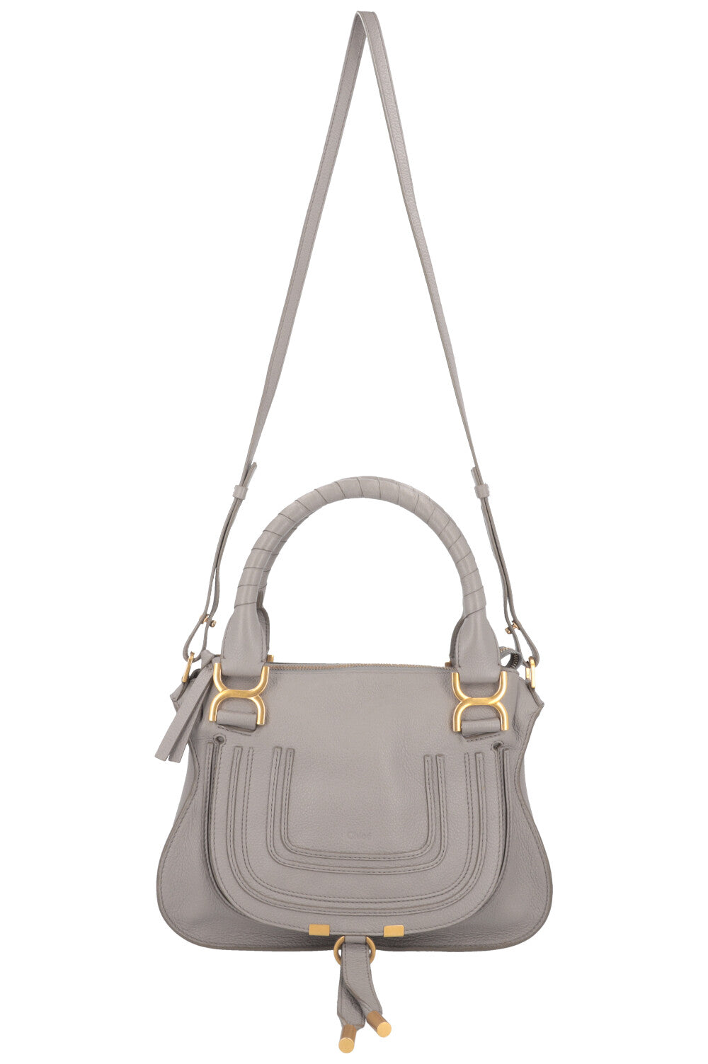 CHLOÉ Marcie Bag Small Double Carry Leather Grey