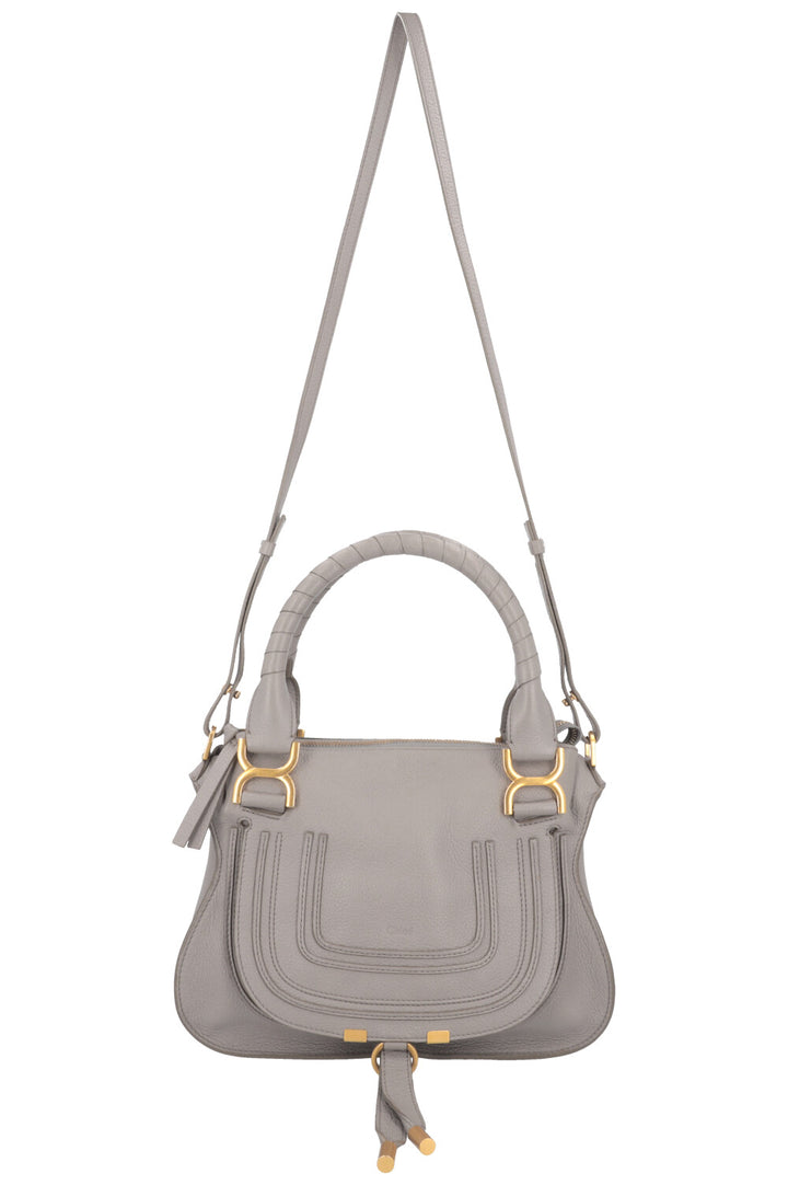 CHLOÉ Marcie Bag Small Double Carry Leather Grey