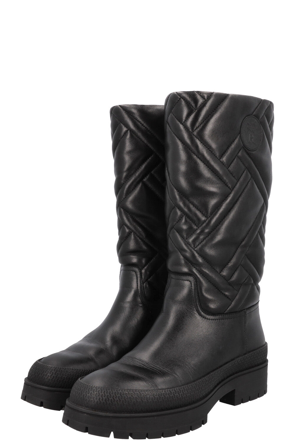 HERMÈS Fuji Boots Quilted Leather Black