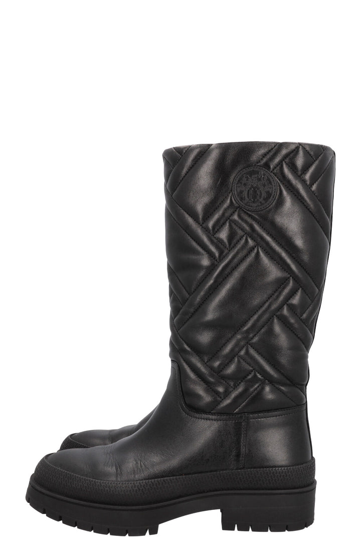 HERMÈS Fuji Boots Quilted Leather Black