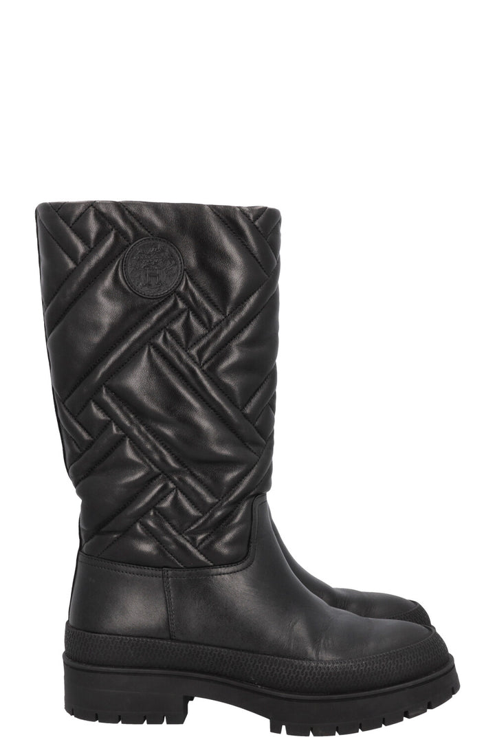 HERMÈS Fuji Boots Quilted Leather Black