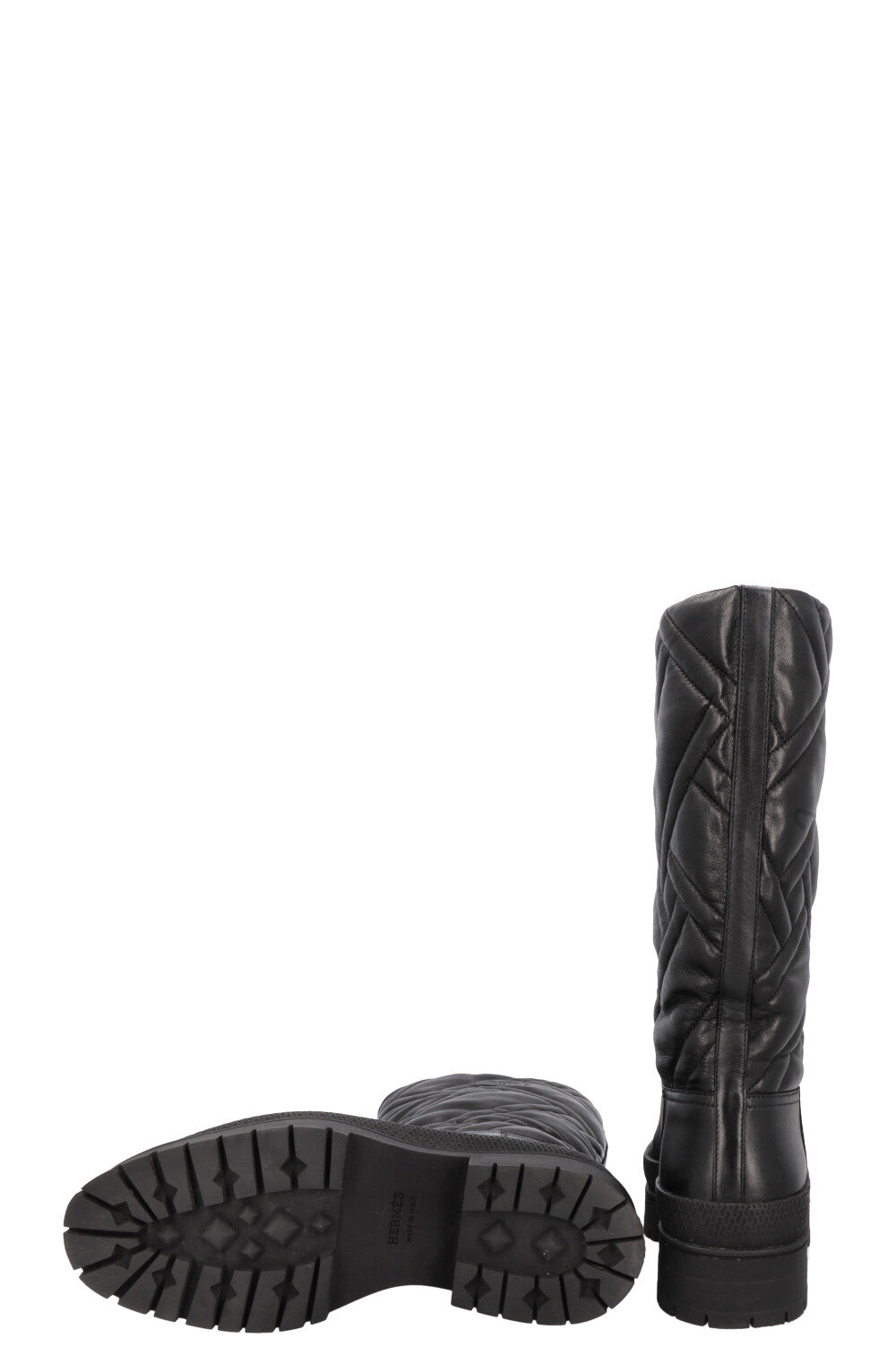 HERMÈS Fuji Boots Quilted Leather Black