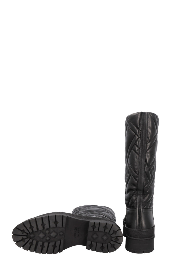 HERMÈS Fuji Boots Quilted Leather Black