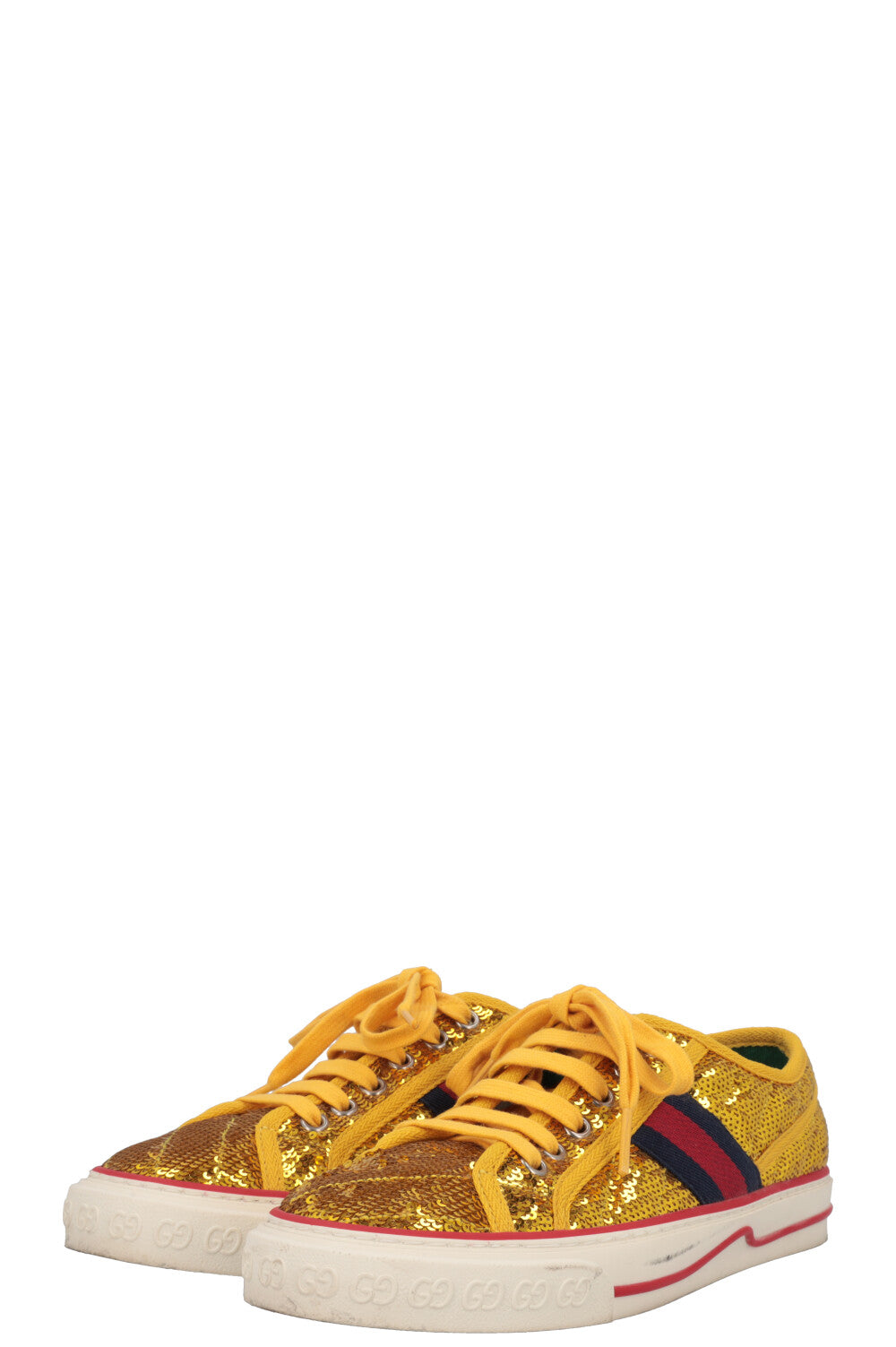 GUCCI Tennis 1977 Baskets Paillette Or