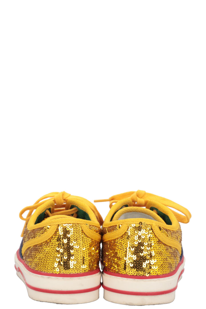 GUCCI Tennis 1977 Baskets Paillette Or