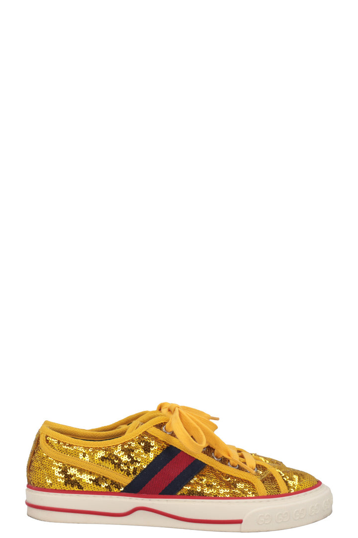 GUCCI Tennis 1977 Baskets Paillette Or