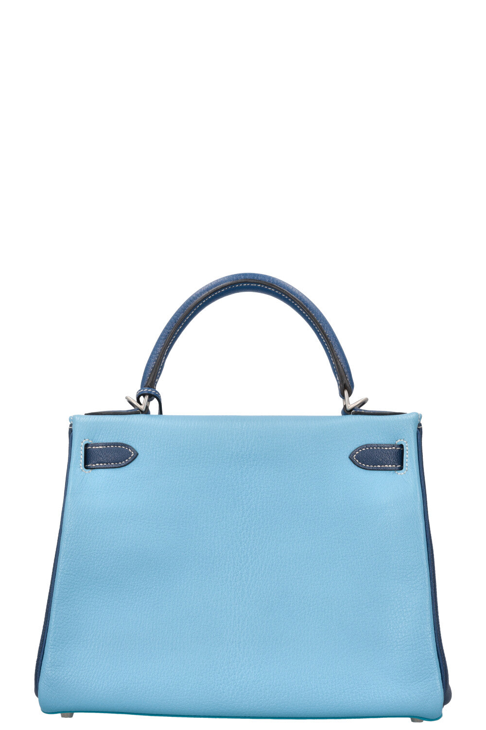 HERMÈS Kelly 28 Chevre HSS Brushed Palladium Bleu Tricolor