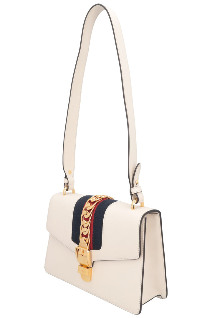 GUCCI Sylvie Chain Crossbody Bag White