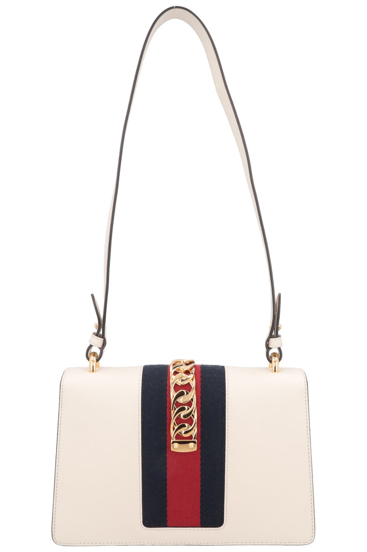 GUCCI Sylvie Chain Crossbody Bag White