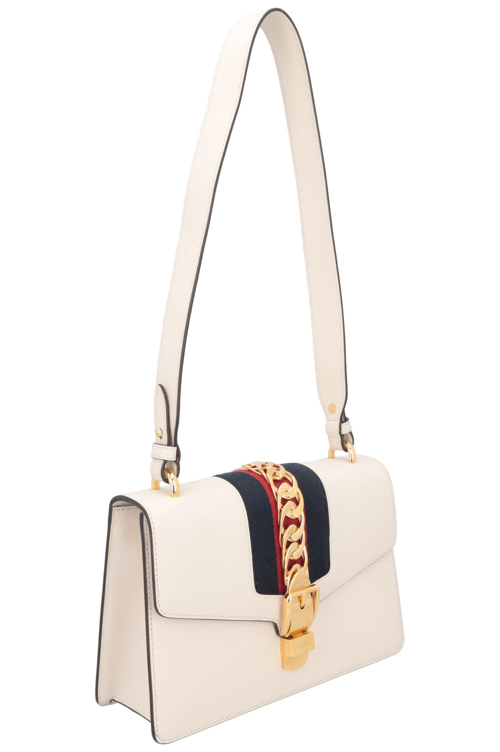 GUCCI Sylvie Chain Crossbody Bag White