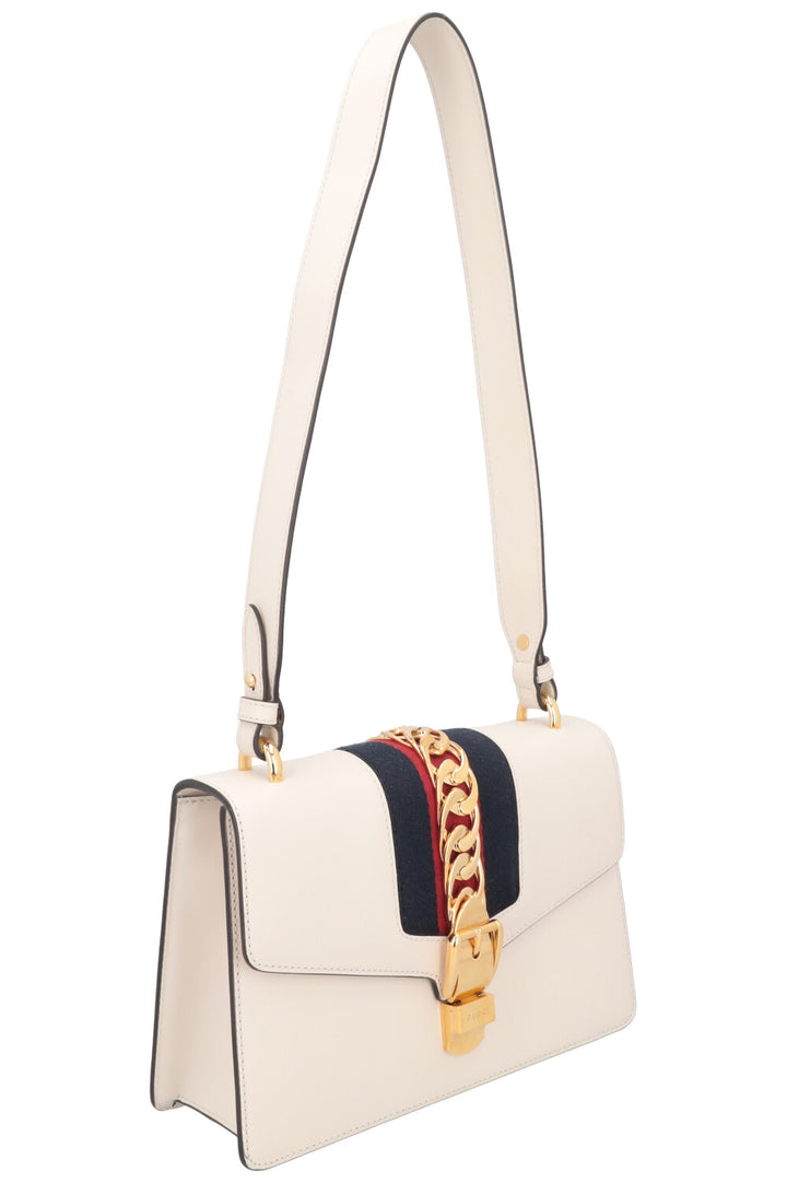 GUCCI Sylvie Chain Crossbody Bag White