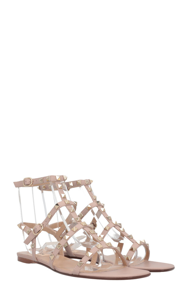 VALENTINO Rockstud Flats Leather Beige