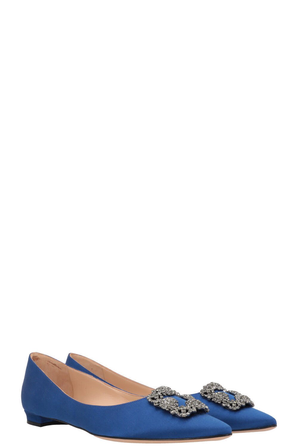 MANOLO BLAHNIK Hangisi Flats Silk Blue