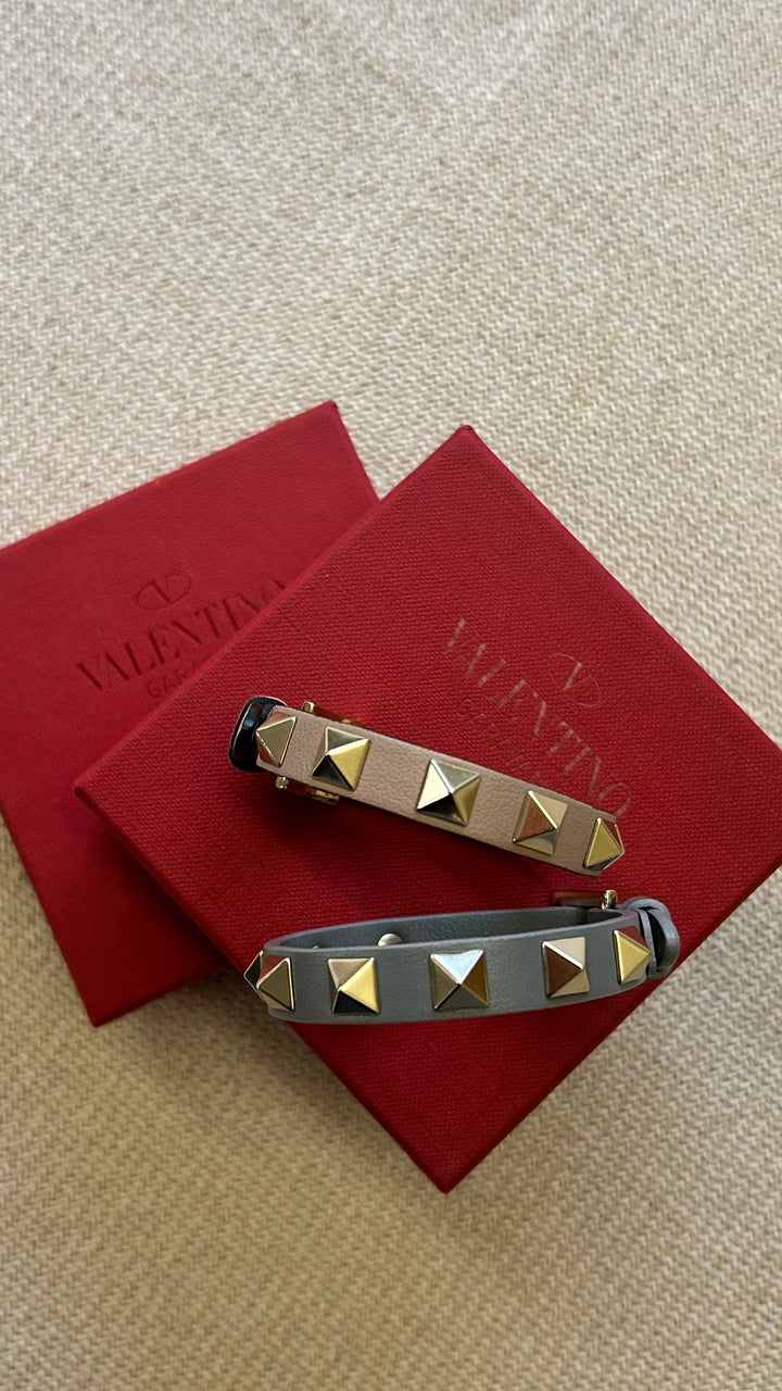 Bracelet VALENTINO Rockstud en cuir bleu