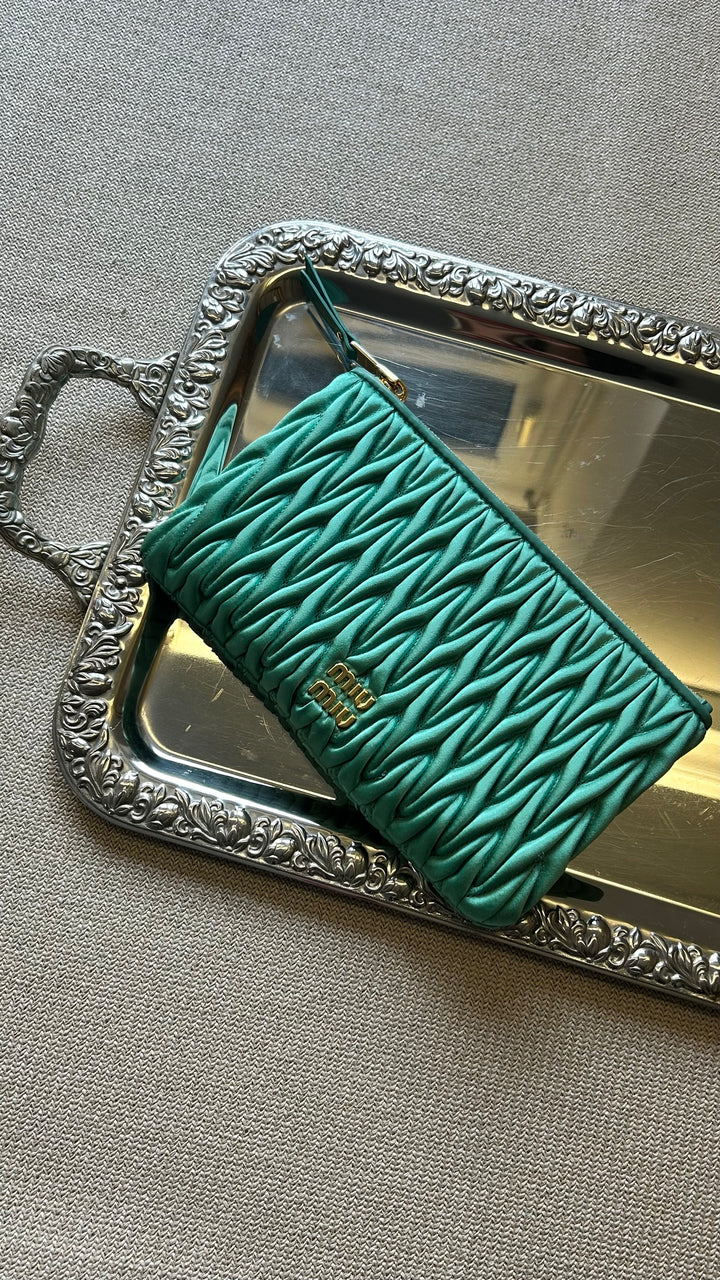 MIUMIU Matellasse Clutch Mint