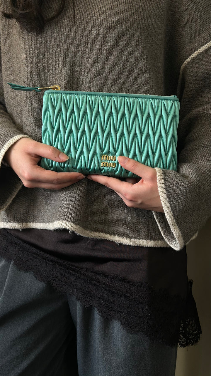 MIUMIU Matellasse Clutch Mint