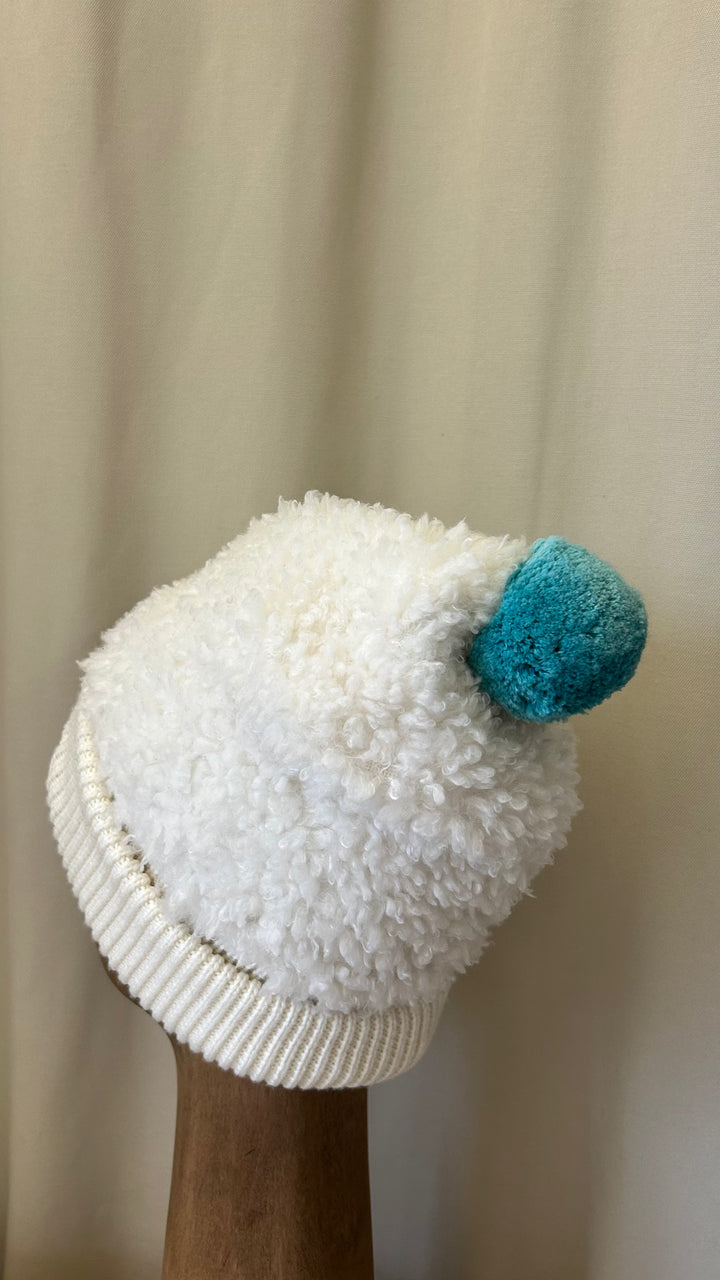 MONCLER Grenoble Knit Shearling Beanie White