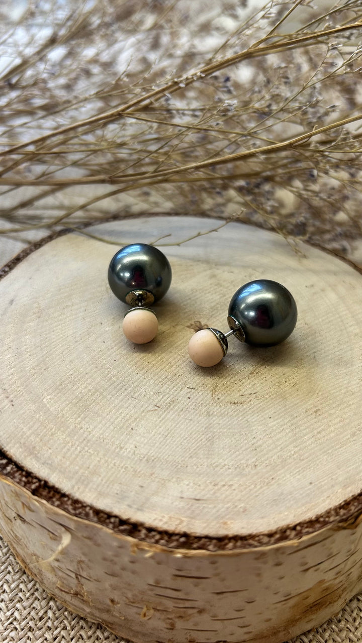 CHRISTIAN DIOR Tribal Earrings Grey Pink