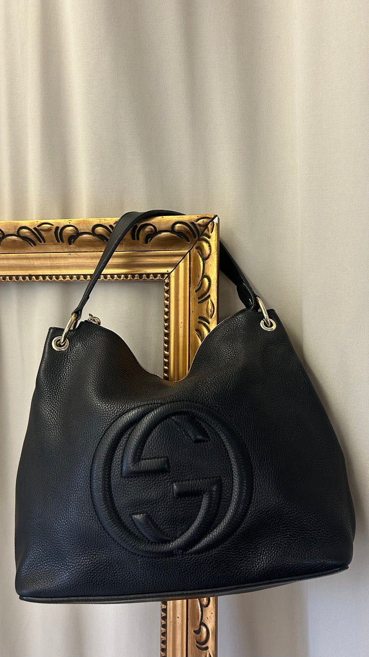 GUCCI Soho Tassel Hobo Bag Black
