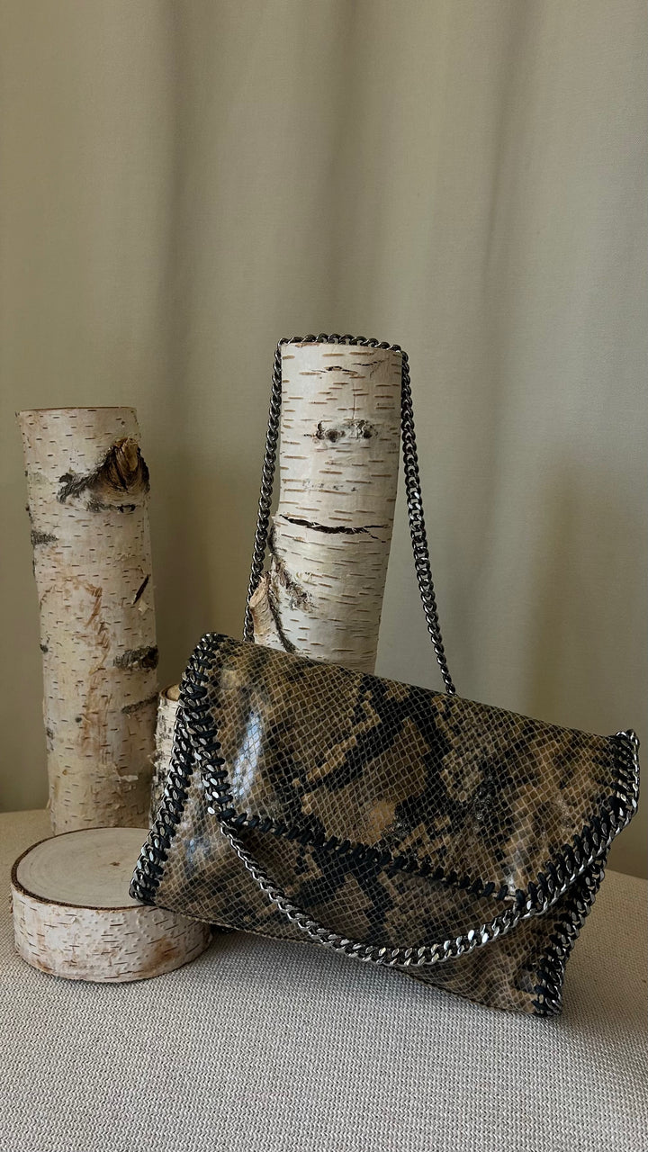 STELLA MCCARTNEY Small Falabella Clutch Python Embossed