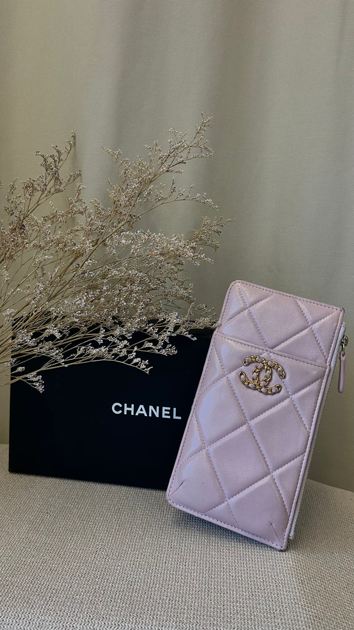 CHANEL 10 Card Holder Wallet Dusty Rose