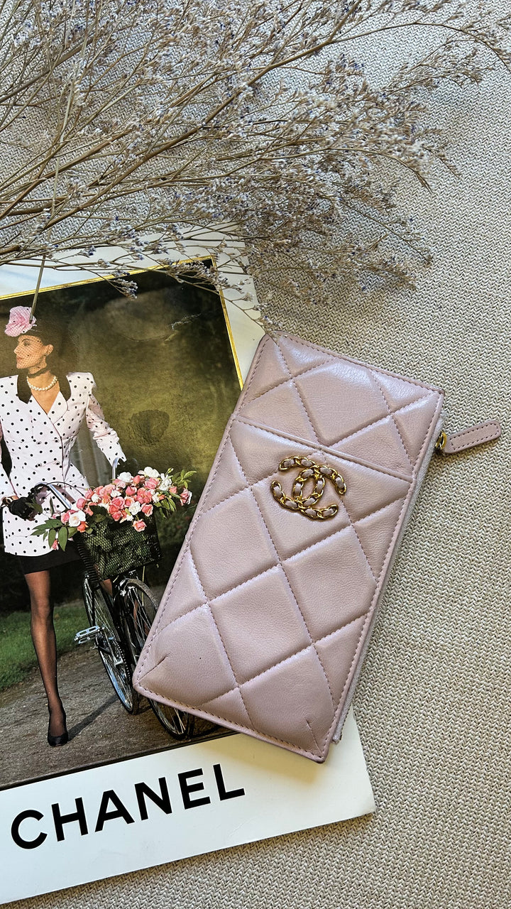 CHANEL 10 Card Holder Wallet Dusty Rose