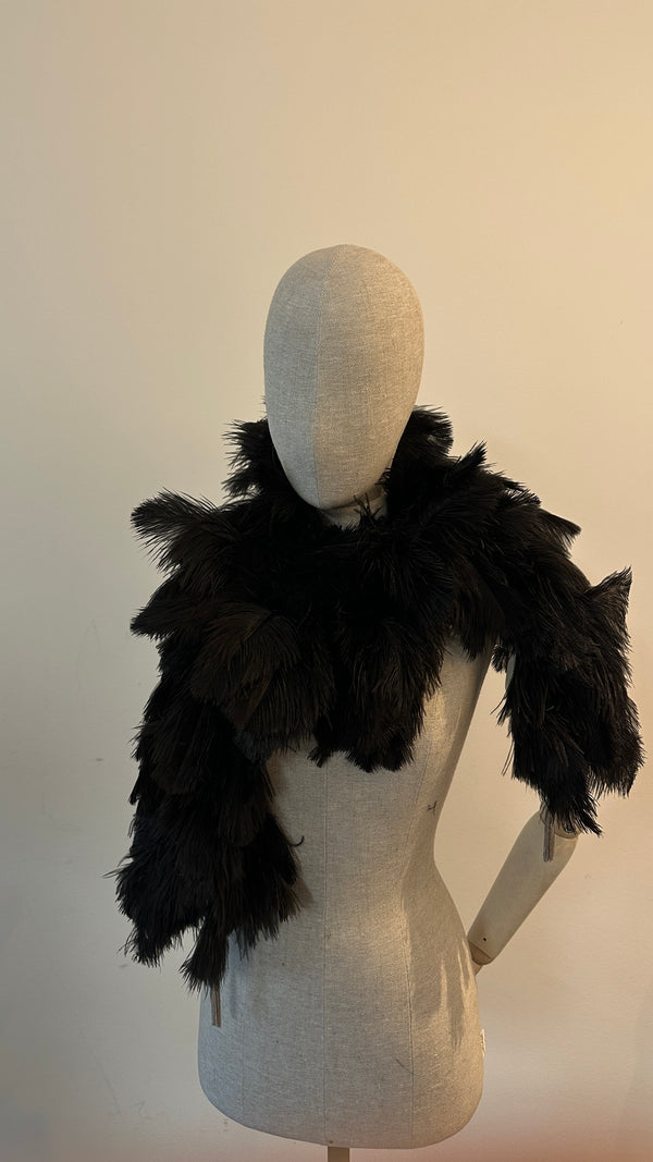 CHRISTIAN DIOR Ostrich Feather Scarf Black