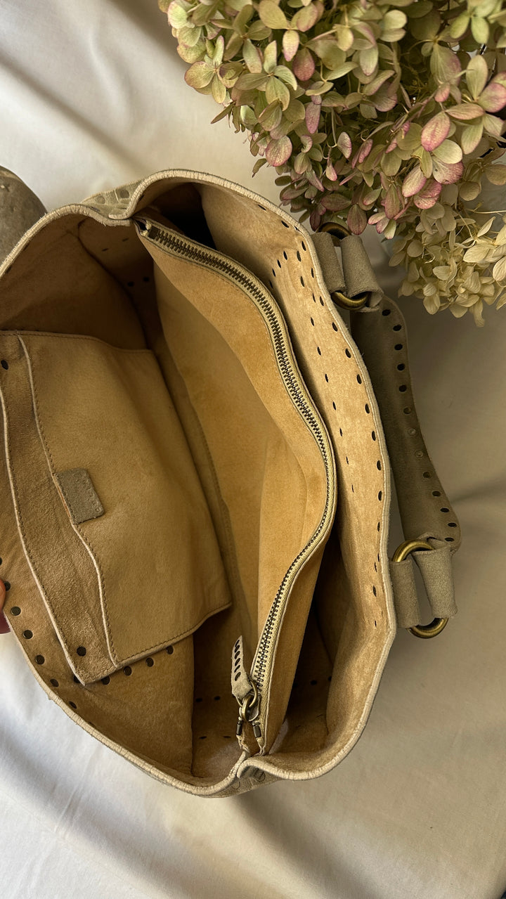 CELINE Boogie Studded Tote Bag Suede Sage