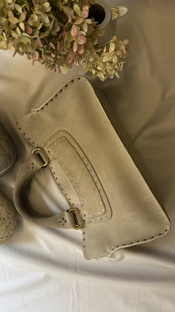 CELINE Boogie Studded Tote Bag Suede Sage