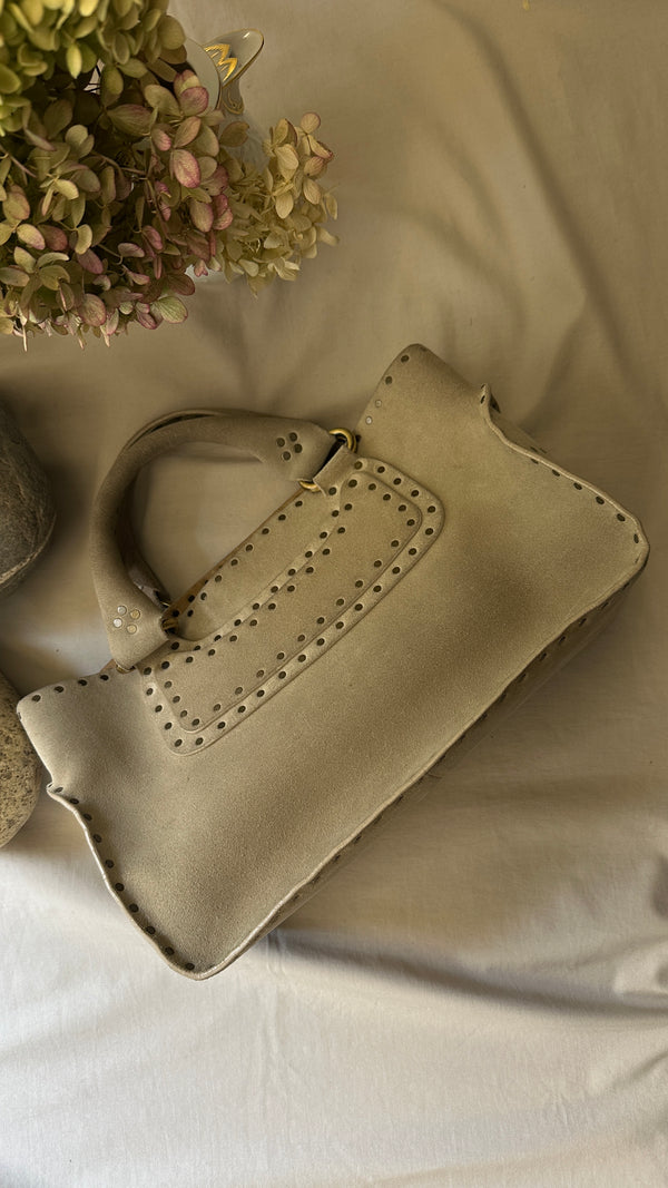 CELINE Boogie Studded Tote Bag Suede Sage