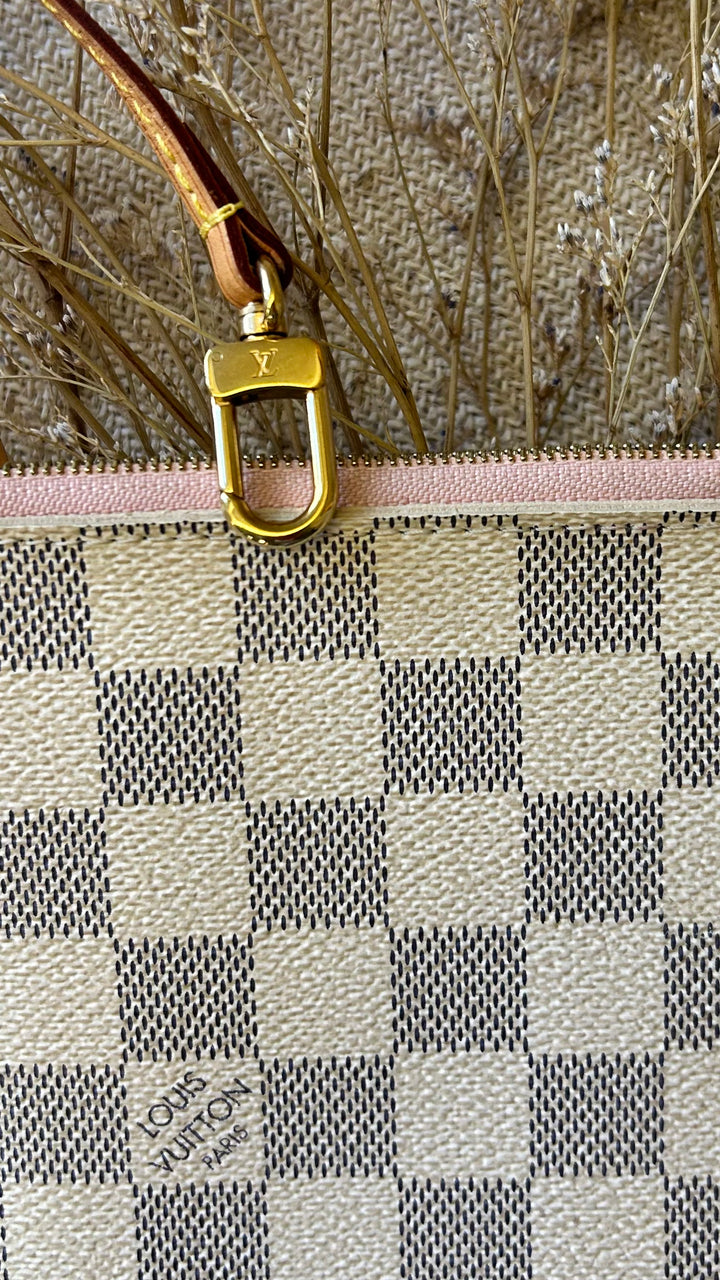LOUIS VUITTON Neverfull Pochette Damier Azur