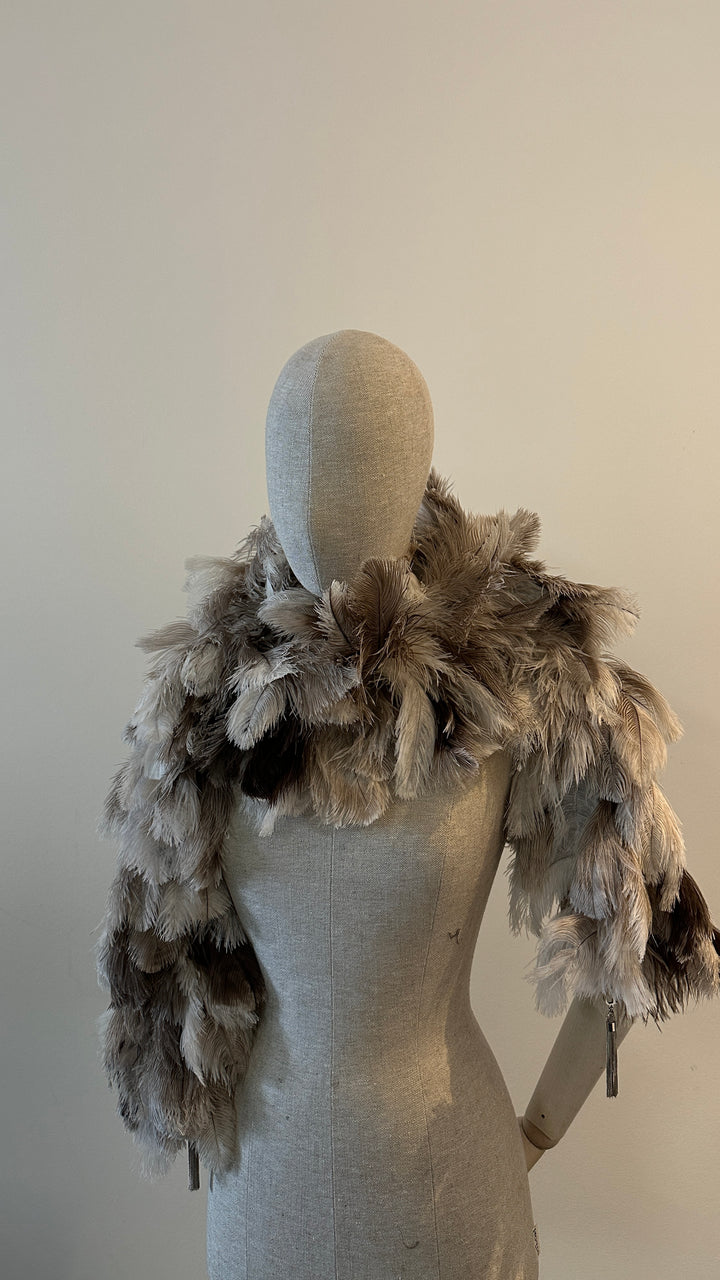 Écharpe en plumes d'autruche CHRISTIAN DIOR Marron Beige
