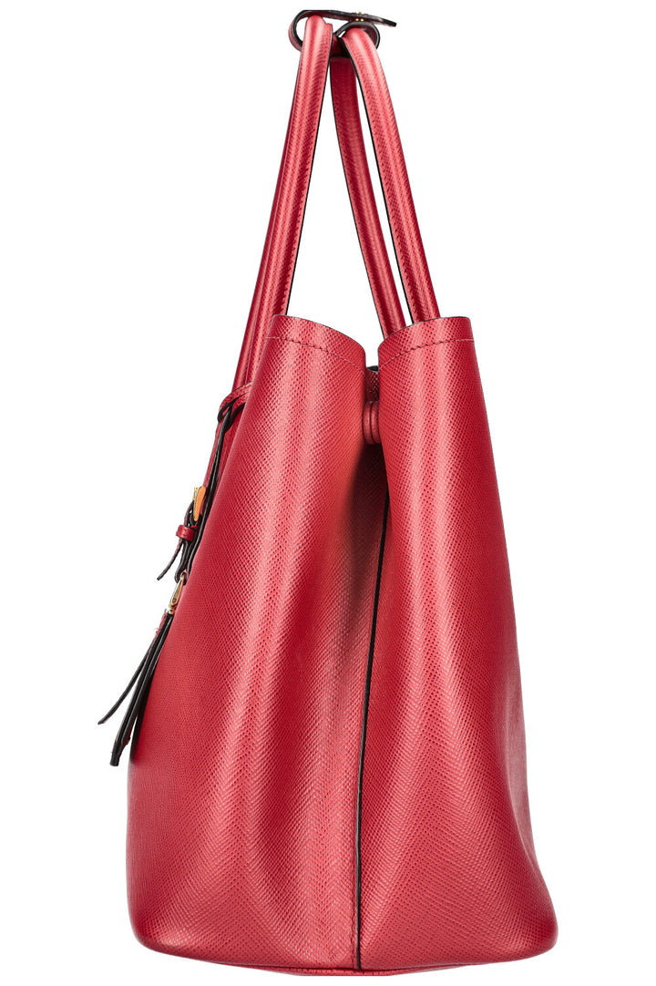 PRADA Large Double Tote Bag Saffiano Leather Red