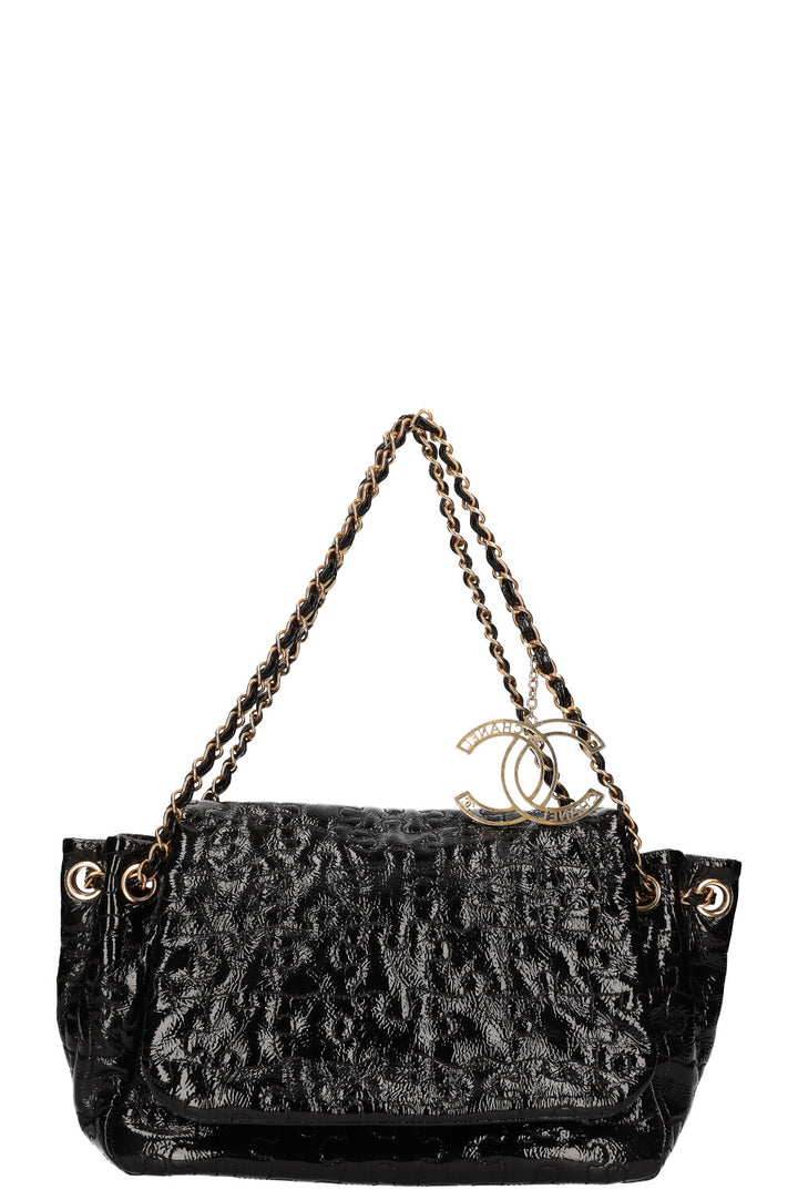 CHANEL Puzzle Accordion Flap Bag Black Patent