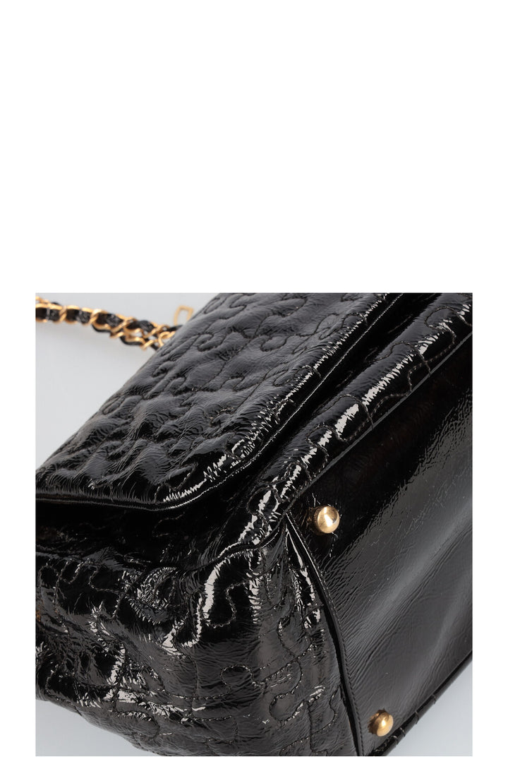 CHANEL Puzzle Accordion Flap Bag Black Patent