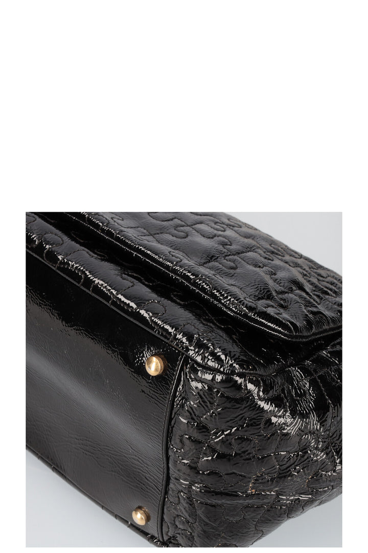 CHANEL Puzzle Accordion Flap Bag Black Patent