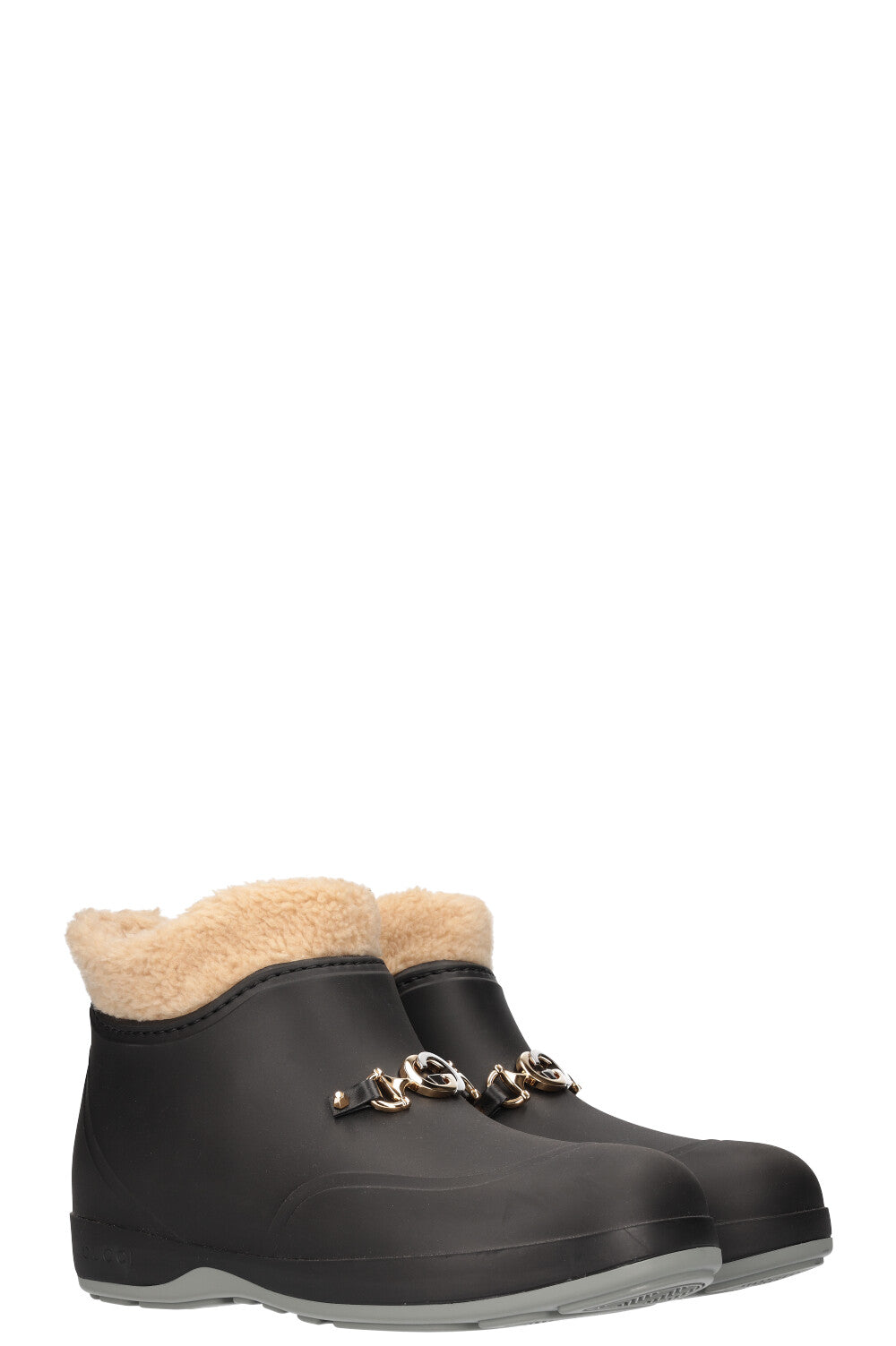 GUCCI Zumi Shearling Rubber Boots Black