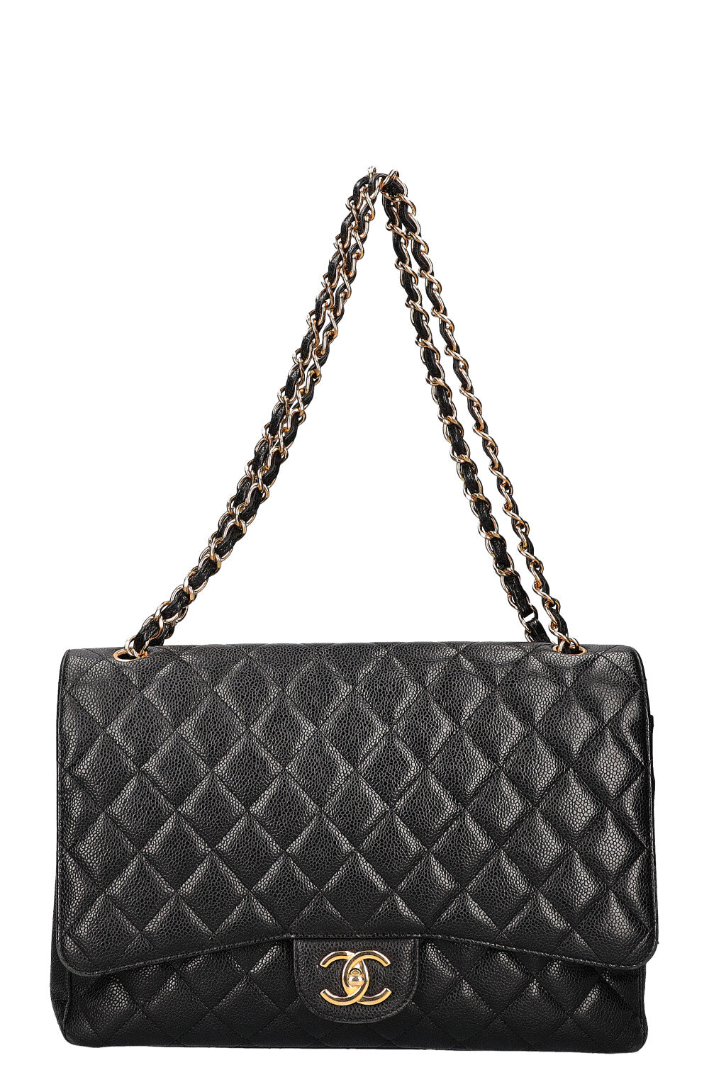 CHANEL Large  Double Flap Bag Caviar Black