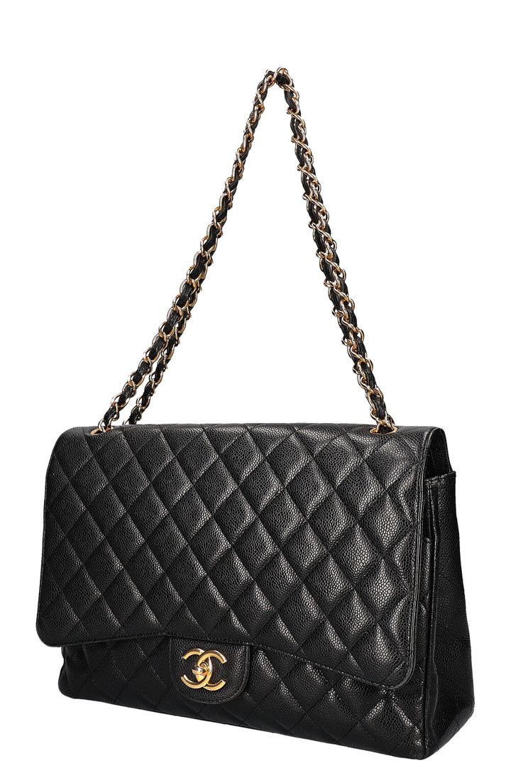 CHANEL Large  Double Flap Bag Caviar Black