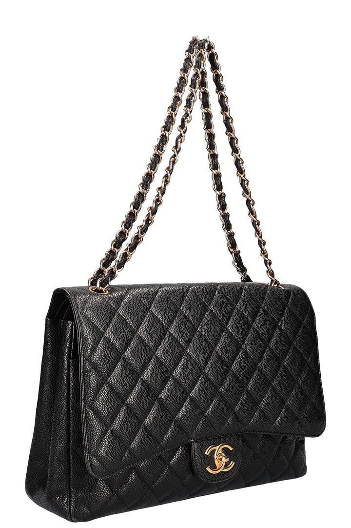 CHANEL Large  Double Flap Bag Caviar Black