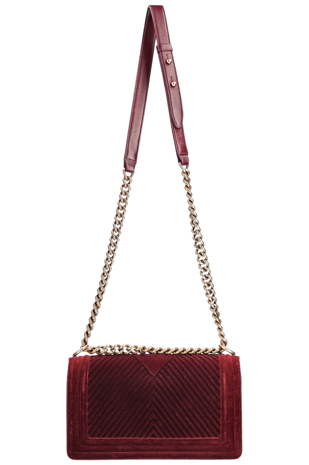 CHANEL Boy Bag Medium Velvet Burgundy