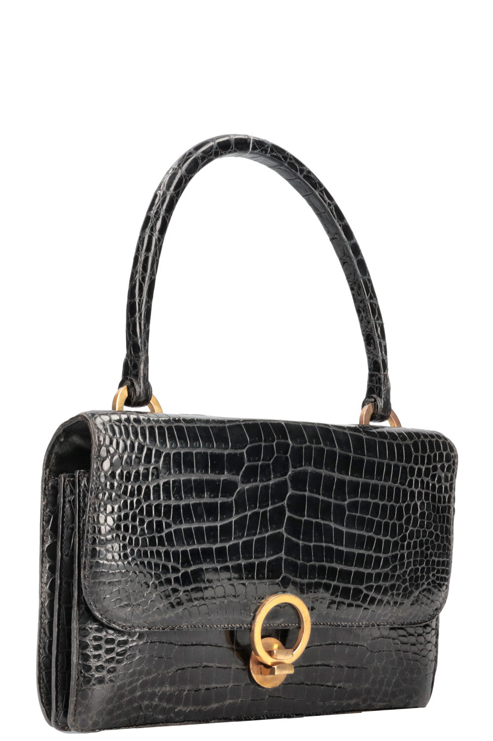 HERMÈS Ring Bag Crocodile Black