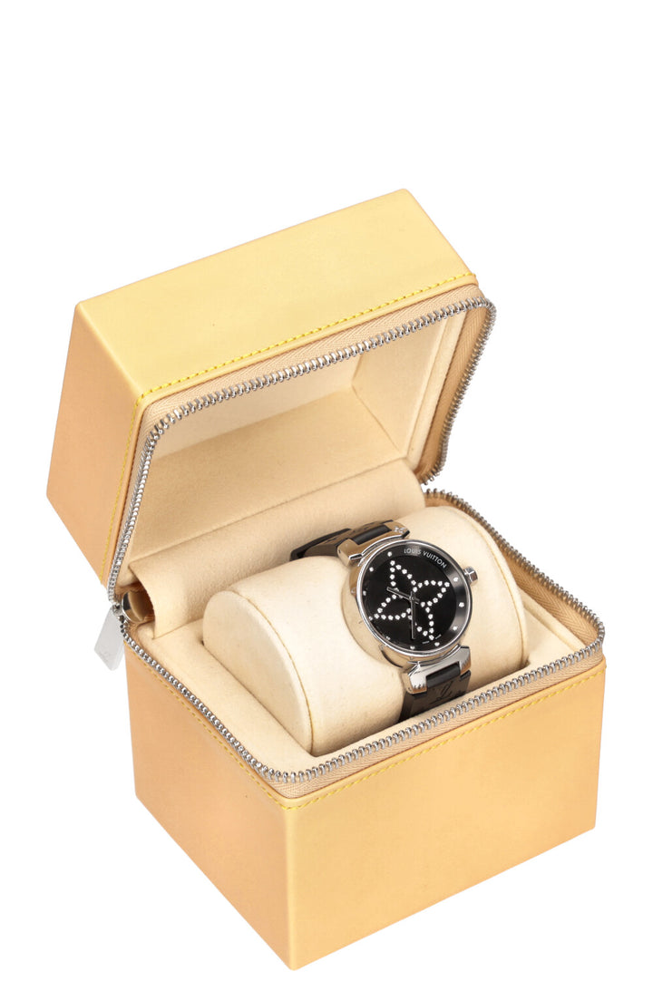 LOUIS VUITTON Watch Tambour Medium Forever Black with Diamonds