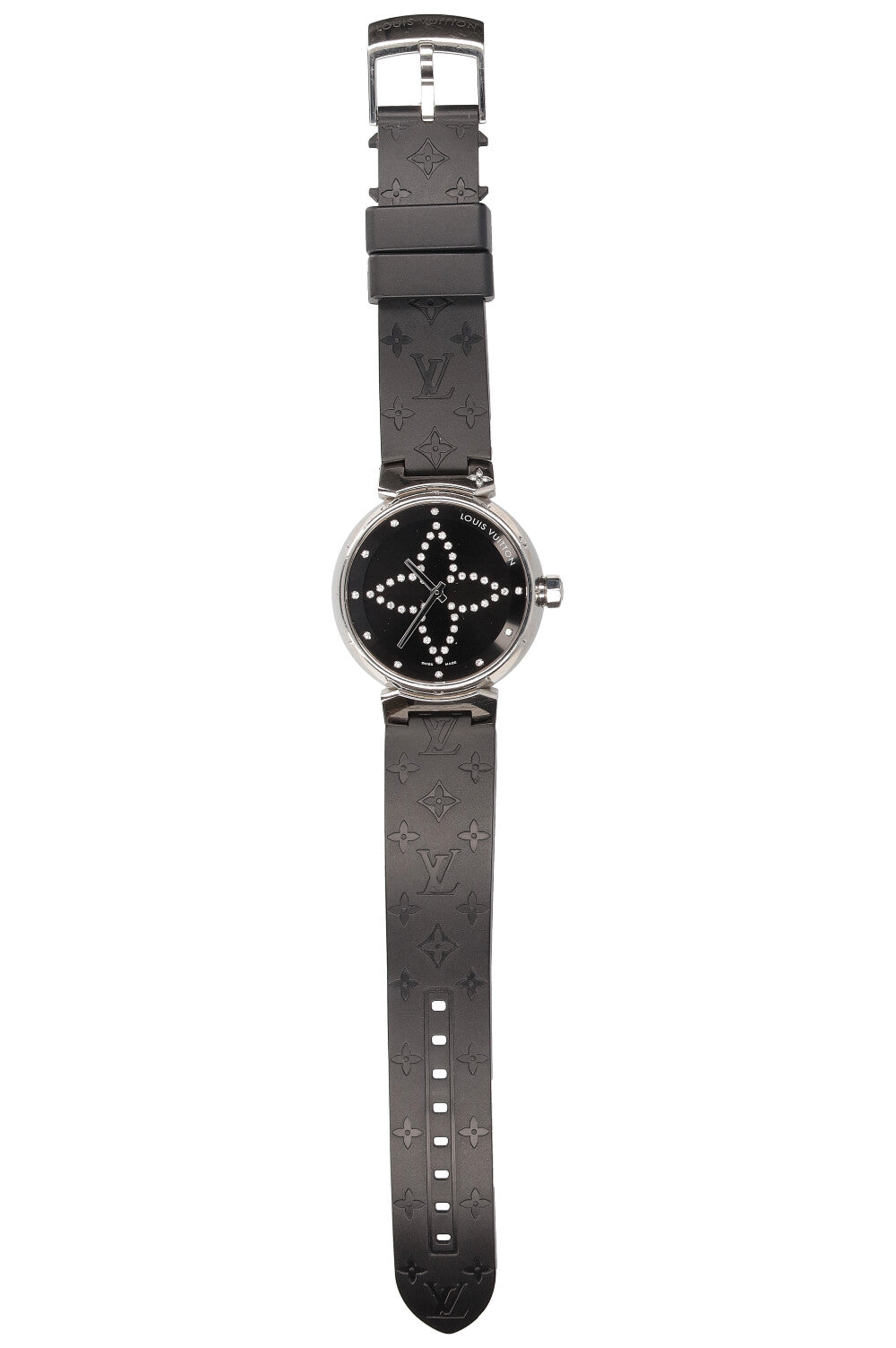 LOUIS VUITTON Watch Tambour Medium Forever Black with Diamonds