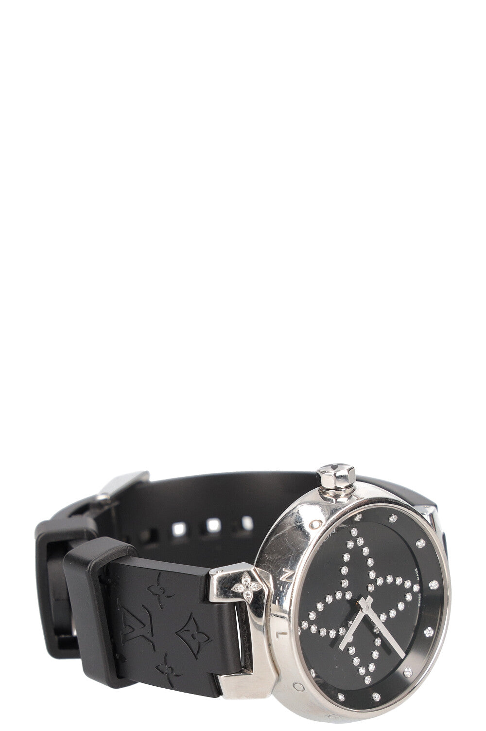 LOUIS VUITTON Watch Tambour Medium Forever Black with Diamonds