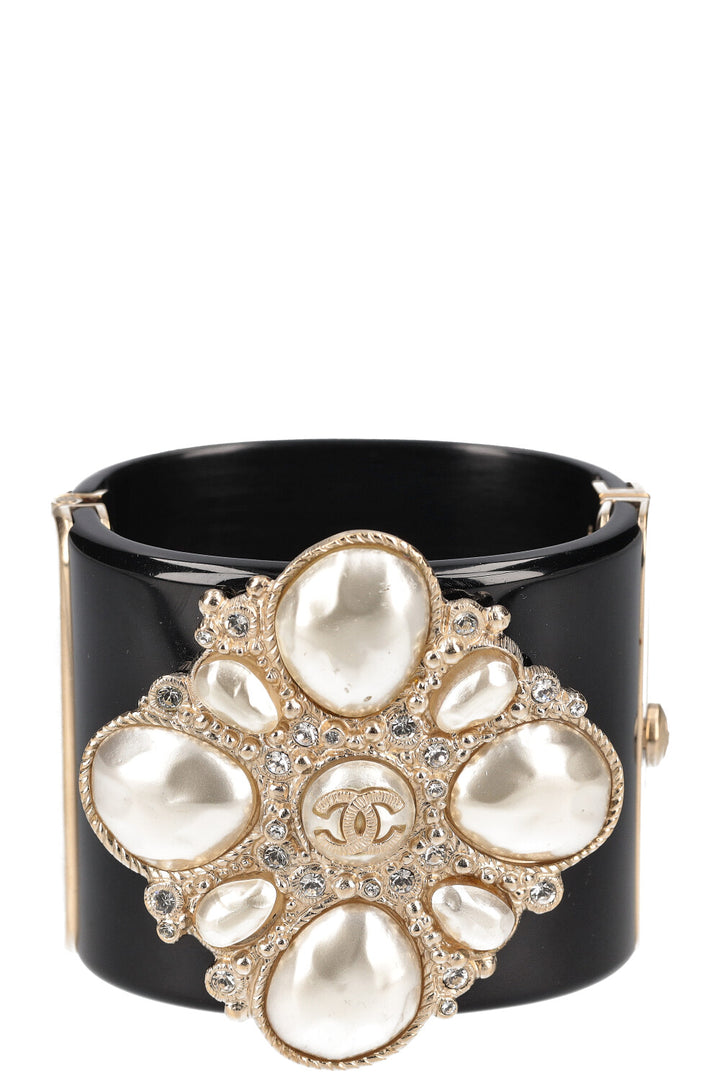 CHANEL Pearly Bracelet Cuff Black