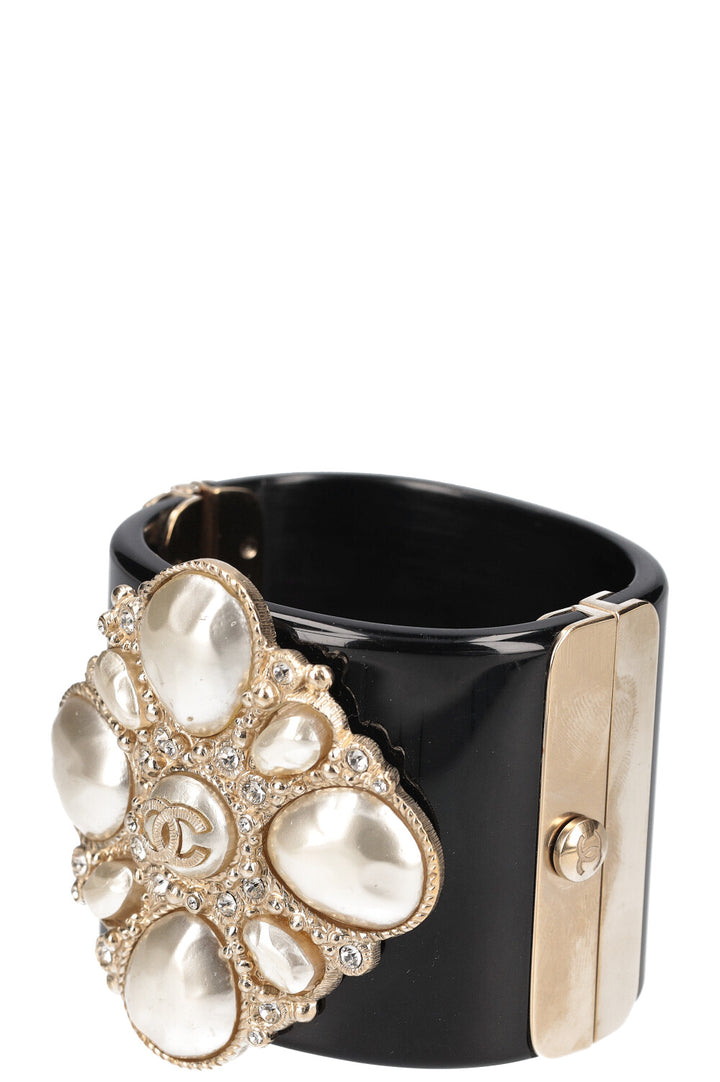 CHANEL Pearly Bracelet Cuff Black