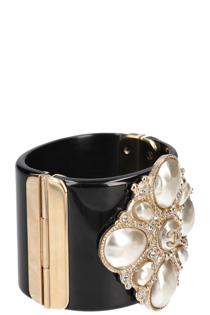 CHANEL Pearly Bracelet Cuff Black