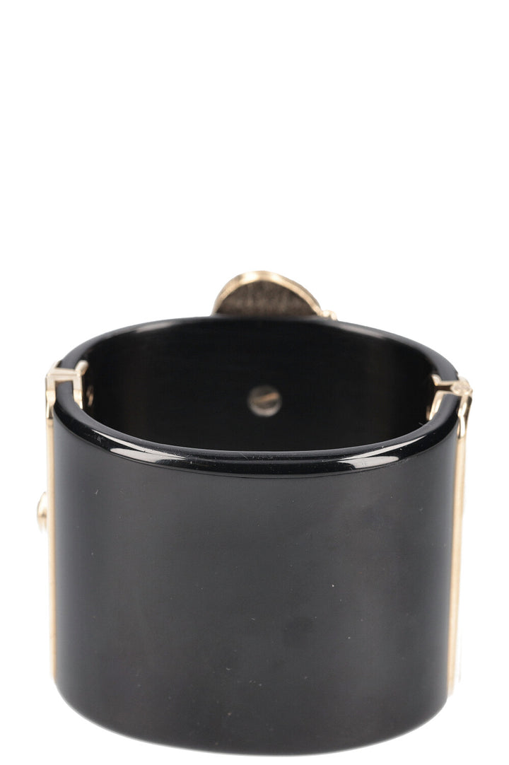 CHANEL Pearly Bracelet Cuff Black