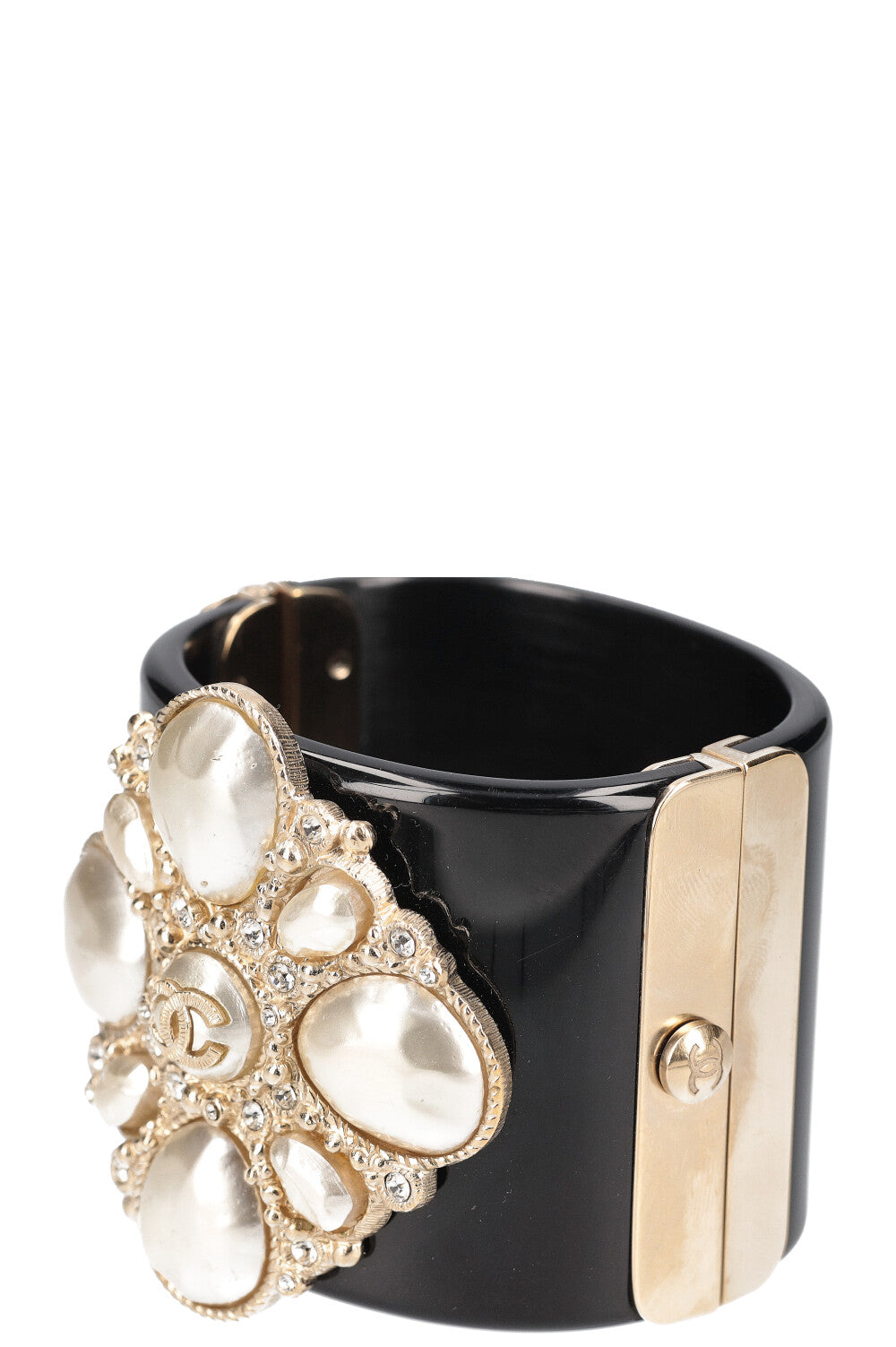 CHANEL Pearly Bracelet Cuff Black